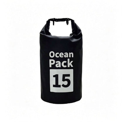 Ocean Pack Waterproof Dry Bag, 15L Double Shoulder Strap, 500D PVC Waterproof Sack for Kayaking, Swimming, Fishing, Camping, Outdoor Travel, Floating Dry Storage Bag(Black)