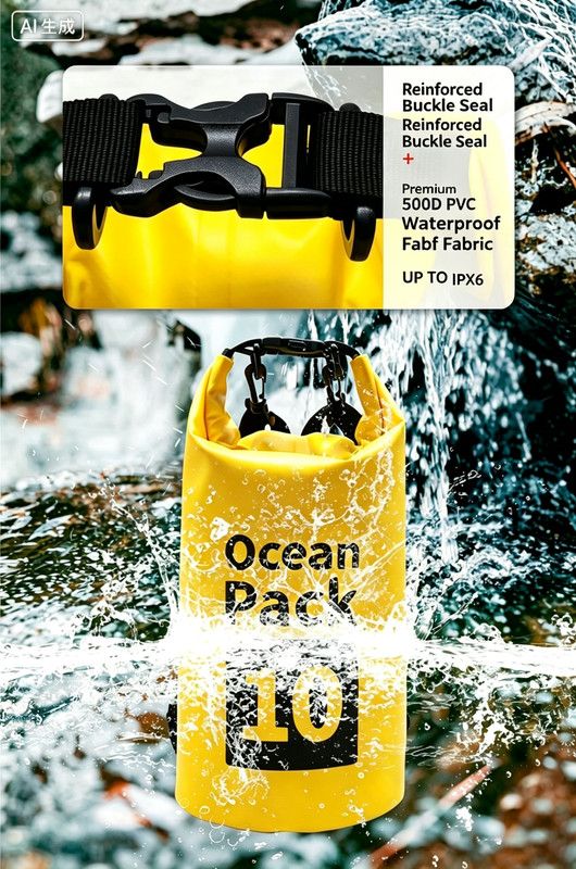 Ocean Pack Waterproof Dry Bag, 15L Double Shoulder Strap, 500D PVC Waterproof Sack for Kayaking, Swimming, Fishing, Camping, Outdoor Travel, Floating Dry Storage Bag(White)