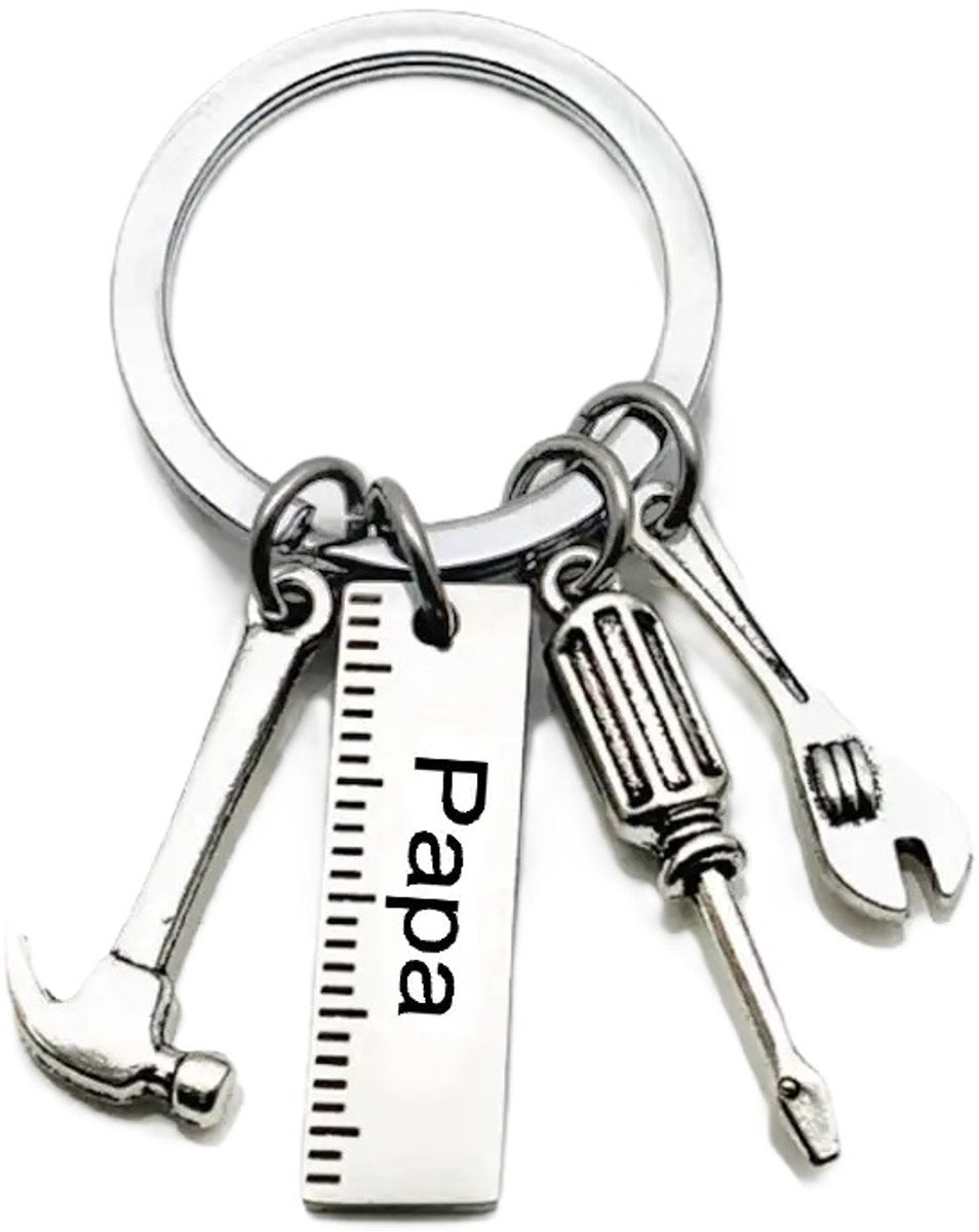 Keychain Dad The Handyman | Wrench Keychain I Key Holder II Love Dad I Father's Day Gift I Silver