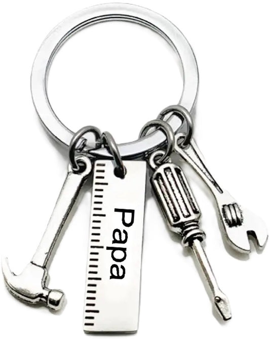 Keychain Dad The Handyman | Wrench Keychain I Key Holder II Love Dad I Father's Day Gift I Silver