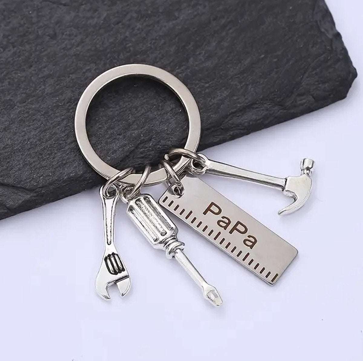 Keychain Dad The Handyman | Wrench Keychain I Key Holder II Love Dad I Father's Day Gift I Silver