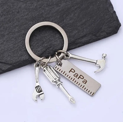 Keychain Dad The Handyman | Wrench Keychain I Key Holder II Love Dad I Father's Day Gift I Silver