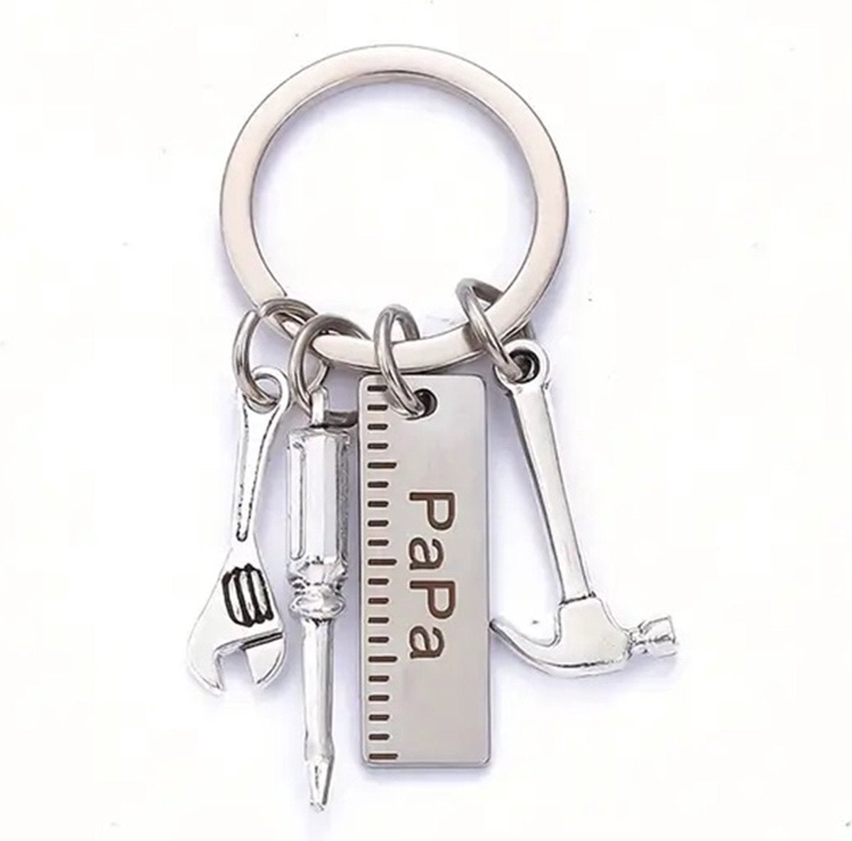 Keychain Dad The Handyman | Wrench Keychain I Key Holder II Love Dad I Father's Day Gift I Silver
