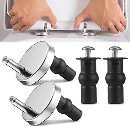 Toilet Seat Hinges - 2 Pieces - Toilet Seat Hinge Set - Universal Hinges for Toilet Seat - Toilet Seat Installation Mounting Set - Stainless Steel - Adjustable - Easy to Install - Replacement Hinges for Toilet Seat - Hinge Replacement Set