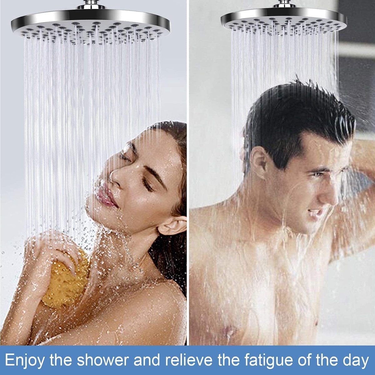 Deluxe Rain Shower Head - ø 20 CM - Shower Head - Rain Shower - High Pressure - Water-Saving Shower Head - Stainless Steel - Anti-Limescale Shower Head - Overhead Shower - Wellness - Spa - Chrome - Round - Rain Shower Head - Suitable for Bathroom - Silver