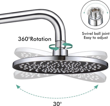 Deluxe Rain Shower Head - ø 20 CM - Shower Head - Rain Shower - High Pressure - Water-Saving Shower Head - Stainless Steel - Anti-Limescale Shower Head - Overhead Shower - Wellness - Spa - Chrome - Round - Rain Shower Head - Suitable for Bathroom - Silver