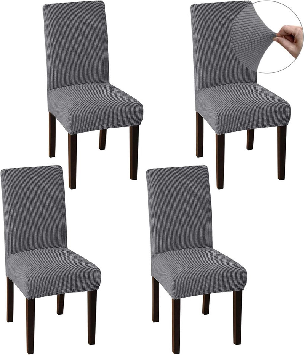 Chair Covers - 4 Pieces - Dining Room Chair Cover - Sofa Cover - Chair Covers for Dining Chairs - Chair Protectors - Stretch Chair Covers - Chair Cover - Water-Repellent - Office and Home Use - Cover - Protect Your Chairs Stylishly - Light Grey