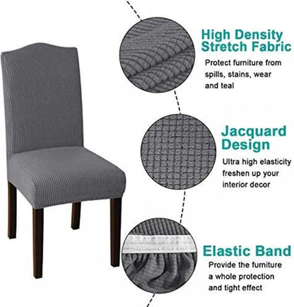 Chair Covers - 4 Pieces - Dining Room Chair Cover - Sofa Cover - Chair Covers for Dining Chairs - Chair Protectors - Stretch Chair Covers - Chair Cover - Water-Repellent - Office and Home Use - Cover - Protect Your Chairs Stylishly - Light Grey