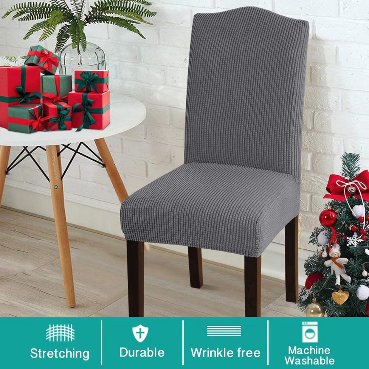Chair Covers - 4 Pieces - Dining Room Chair Cover - Sofa Cover - Chair Covers for Dining Chairs - Chair Protectors - Stretch Chair Covers - Chair Cover - Water-Repellent - Office and Home Use - Cover - Protect Your Chairs Stylishly - Light Grey