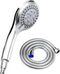 Water-Saving Shower Head - 5 Spray Settings - High Pressure - Hand Shower - Shower Set - With 1.5m Explosion-Proof Hose - Chrome - High Quality - Durable - Rain Shower - Silver - For Better Skin and Hair