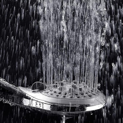 Water-Saving Shower Head - 5 Spray Settings - High Pressure - Hand Shower - Shower Set - With 1.5m Explosion-Proof Hose - Chrome - High Quality - Durable - Rain Shower - Silver - For Better Skin and Hair