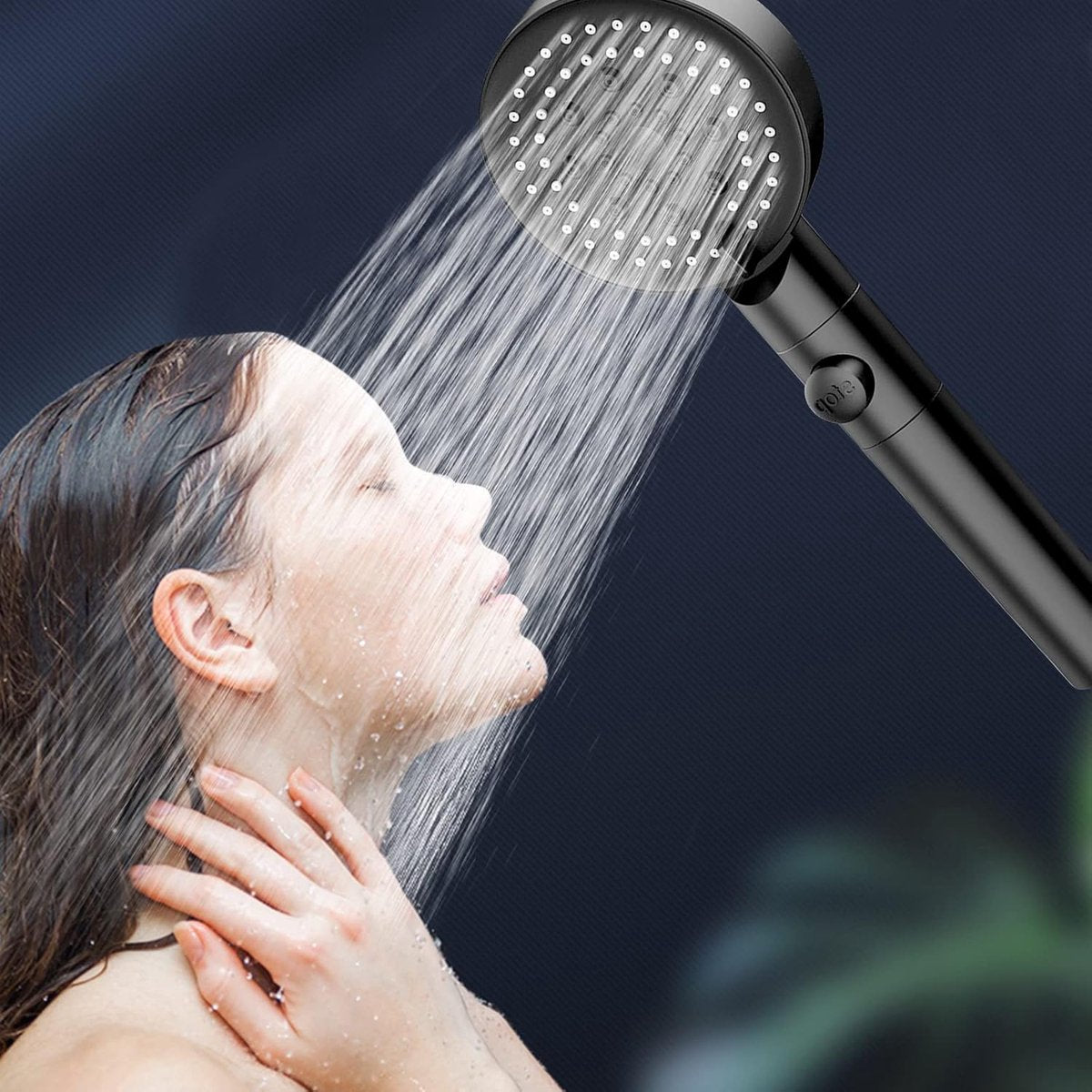 Shower Head - Shower Set - 6 Spray Modes - Water Saving - High Pressure - With 1.5m Explosion-Proof Hose and Self-Adhesive Holder - Rain Shower - Wellness - Hand Shower - Black - Bathroom Accessories - For Better Skin and Hair - High Quality - Durable