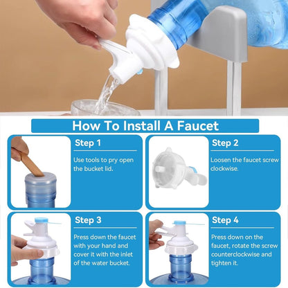 Water Dispenser - Jug Spout - Universal Water Pump for Water Bottles - Portable Bottled Water Dispenser - Drinking Water Bottle Dispenser Pump - Water Bottle Jug Dispenser Tap - For Home, Office, Outdoors - White - 2 Pieces