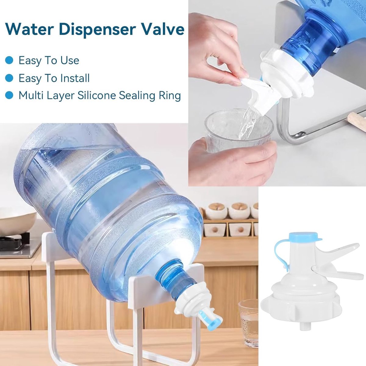 Water Dispenser - Jug Spout - Universal Water Pump for Water Bottles - Portable Bottled Water Dispenser - Drinking Water Bottle Dispenser Pump - Water Bottle Jug Dispenser Tap - For Home, Office, Outdoors - White - 2 Pieces