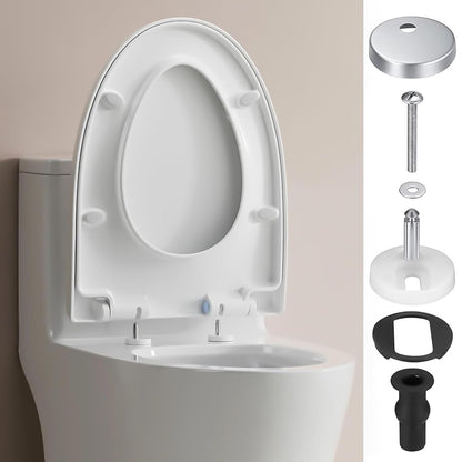 Toilet Seat Hinges - 4 Pieces - Toilet Seat Hinge Set - Universal Hinges for Toilet Seat - Toilet Seat Installation Mounting Kit - Stainless Steel - Adjustable - Easy to Install - Replacement Hinges for Toilet Seat - Hinge Replacement Set