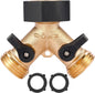 Y-Piece Tap - 3/4 - Tap Splitter - Water Distributor - Outdoor Tap - 2-Way Water Distributor – Brass - G 3/4" Water Distributor - With Accessories - European Taps - for Home and Garden Use