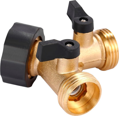 Y-Piece Tap - 3/4 - Tap Splitter - Water Distributor - Outdoor Tap - 2-Way Water Distributor – Brass - G 3/4" Water Distributor - With Accessories - European Taps - for Home and Garden Use