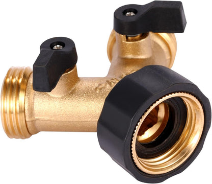 Y-Piece Tap - 3/4 - Tap Splitter - Water Distributor - Outdoor Tap - 2-Way Water Distributor – Brass - G 3/4" Water Distributor - With Accessories - European Taps - for Home and Garden Use