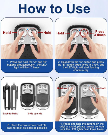 2 pieces - 433 MHz - Remote control - Garage door openers - Remote control for car garage door - universal garage door remote control - automatic garage door remote control - for car garage door - with keychain - 4 channels