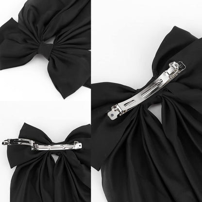 2 pieces - Hair clamp - butterfly hairpin - Hairpin - Hair clip - Hair ornament - Bows of silky soft satin ribbon - Hair accessories - Hair accessories - Hair clamps - large bows for women - Headbands - Bows - Black/White