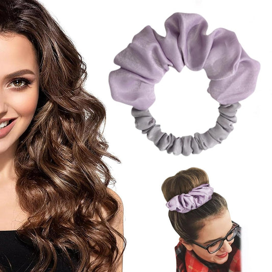 Heatless Curls - Curling Band - Heat-Free Curling Headband - Curls Without Heat - Hair Curler - Heatless Overnight Hair Curlers for Long Hair - Soft Pink Scrunchie - Curly Artifact - Purple