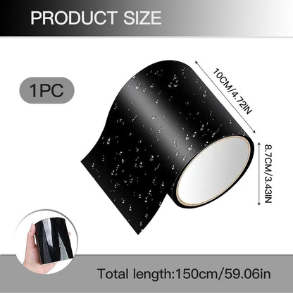1.5 m*10 cm - waterproof repair tape - for repairing swimming pools, tents and ponds - repair tape - waterproof adhesive tape - leak-proof tape - insulation tape - sealing tape - for pipes, tents, swimming pools - black
