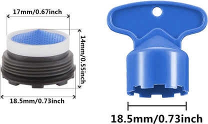 Set of 8 pieces - water-saving aerator - tap screen aerator - tap aerator - tap attachment - universal tap attachment - 18.5mm - blue - ABS - tap connector