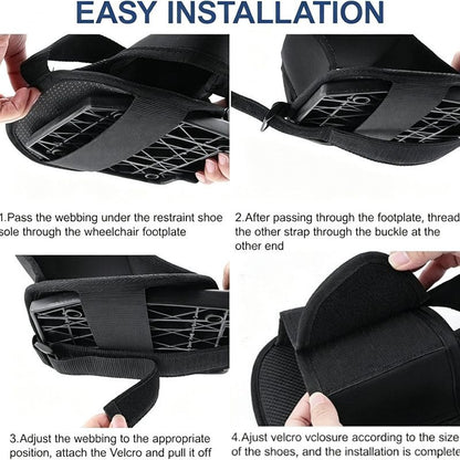 2PCS Wheelchair Shoe Holders, Oxford Wheelchair Anti-Fall Restraint Shoes Support with Fixed Straps for Elderly Patient Recovery