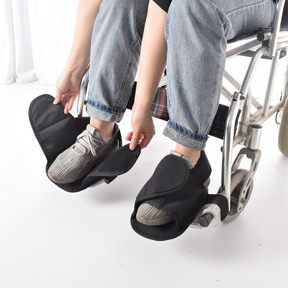 2PCS Wheelchair Shoe Holders, Oxford Wheelchair Anti-Fall Restraint Shoes Support with Fixed Straps for Elderly Patient Recovery