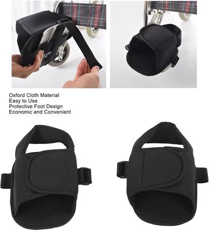 2PCS Wheelchair Shoe Holders, Oxford Wheelchair Anti-Fall Restraint Shoes Support with Fixed Straps for Elderly Patient Recovery