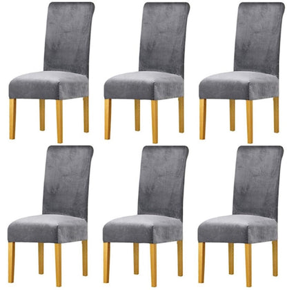 Chair Covers - Set of Velvet Chair Covers - Gray Chair Covers - Stretch Dining Chair Covers - Set of 6