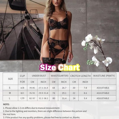 Sexy lingerie set - Feminine sexy lingerie set - Floral print linen body - Back support - Sexy lingerie set - Seductive lingerie - Valentine's Day gift - Size L