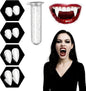 Set of 4 pairs of vampire teeth - 4 sizes - Halloween cosplay vampire teeth - Includes 5g teeth gum - Great for cosplay at parties - Halloween - Demon - Witch