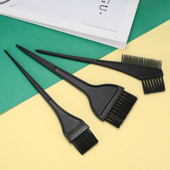Hair Dye Brush - 4-Piece Hair Dye Brush Set - Hair Dye Brush and Mixing Bowl Set - Double-Sided Hair Dye Brush - Hair Styling Tools - DIY Hair Dye Comb Set - Includes Mixing Bowl - Black