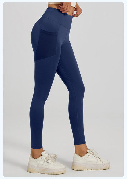 Slim Fit Sports Pants - High Waist Yoga Pants with Side Pockets - Soft and Stretchy Blended Fabric, Breathable and Comfortable - Skinny Fit with Elastic Waist - Suitable for Yoga, Fitness, Walking and Daily Use (Dark Blue, Size XXXL)