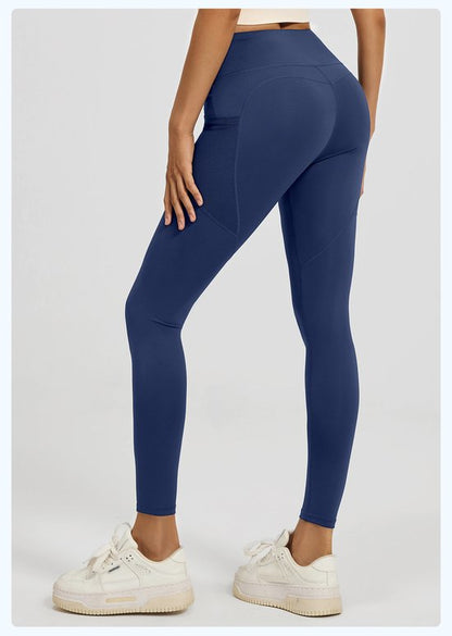 Slim Fit Sports Pants - High Waist Yoga Pants with Side Pockets - Soft and Stretchy Blended Fabric, Breathable and Comfortable - Skinny Fit with Elastic Waist - Suitable for Yoga, Fitness, Walking and Daily Use (Dark Blue, Size XXXL)