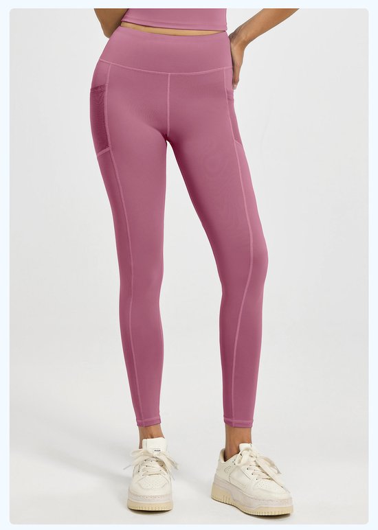 Slim Fit Sports Pants - High Waist Yoga Pants with Side Pockets - Soft and Stretchy Blended Fabric, Breathable and Comfortable - Skinny Fit with Elastic Waist - Suitable for Yoga, Fitness, Walking and Daily Use (Dark Pink, Size XXL)