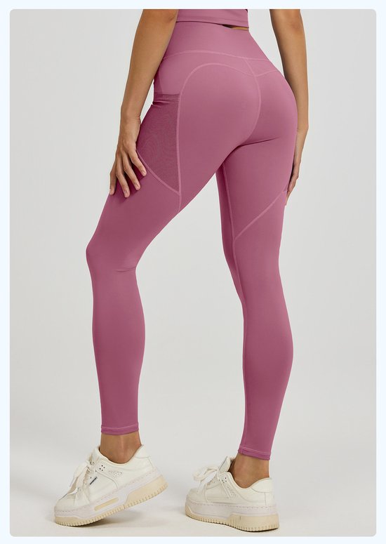 Slim Fit Sports Pants - High Waist Yoga Pants with Side Pockets - Soft and Stretchy Blended Fabric, Breathable and Comfortable - Skinny Fit with Elastic Waist - Suitable for Yoga, Fitness, Walking and Daily Use (Dark Pink, Size XXXL)