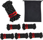 6 Pack Tent Guy Lines with Aluminium Tensioners, Lightweight Reflective Camping Cord for Tents, Tarps, Canopies and Outdoor Shelters, Black