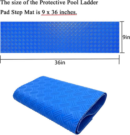 Swimming Pool Ladder Mat, Non-Slip Protective Step Pad for Above-Ground Pool Ladders with Textured Grip Surface, Blue, 152 x 23 cm