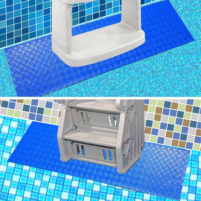 Swimming Pool Ladder Mat, Non-Slip Protective Step Pad for Above-Ground Pool Ladders with Textured Grip Surface, Blue, 152 x 23 cm