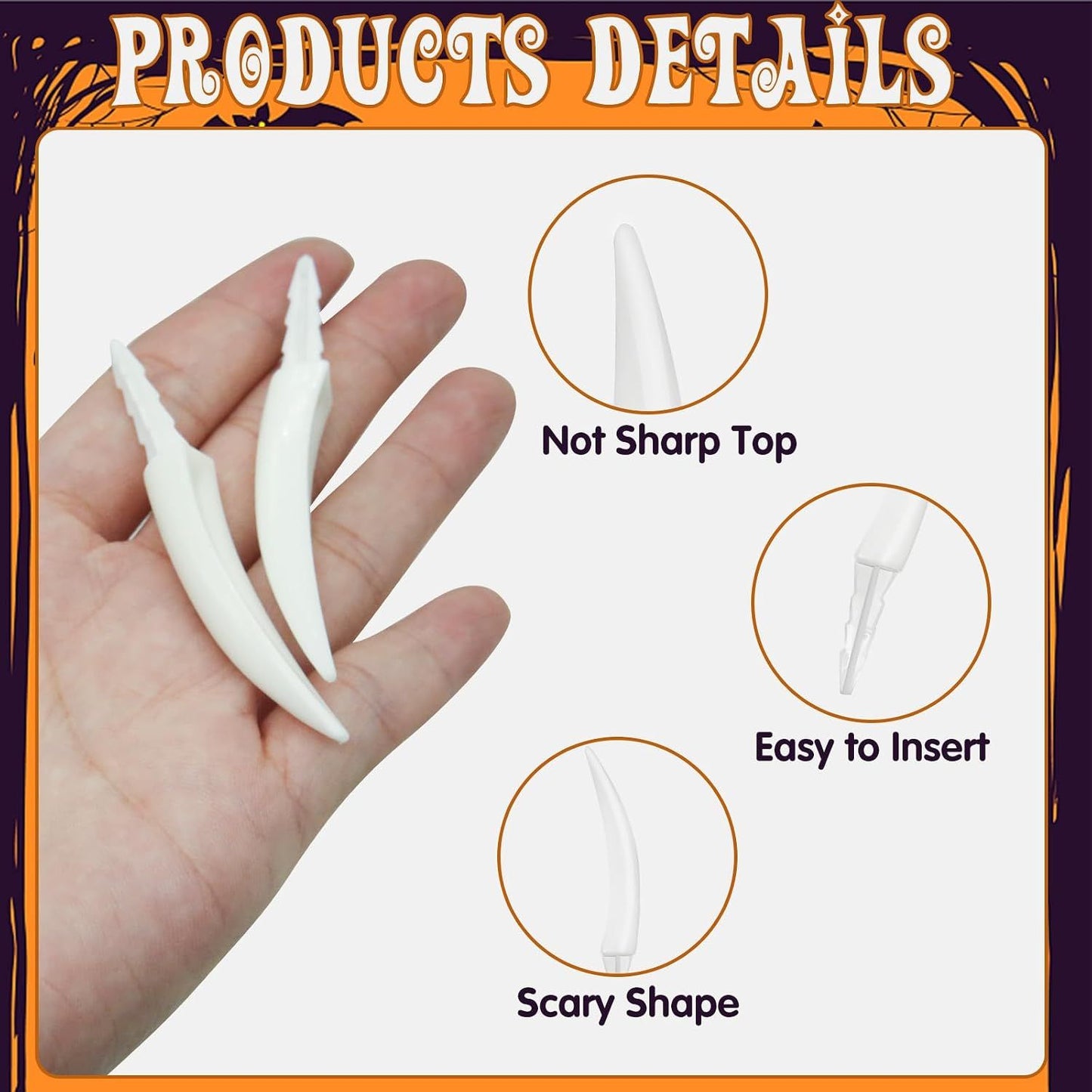 32 Pack Halloween Pumpkin Teeth Decorations, Plastic Fake Teeth Pumpkin Fang Decorating Kit, Horror Theme Party Decorations Carving Accessories, White
