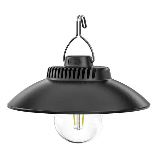 Rechargeable Retro LED Camping Lantern with Hanging Hook, 200 lm Warm Light, 1200 mAh USB-C Battery and 2 Modes, Black