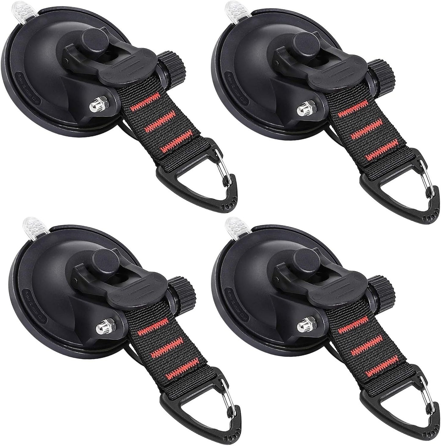 4 Pack Heavy Duty Rotating Suction Cup Anchors with Locking Handles for Tents, Awnings, Travel and Smooth Surfaces, Black