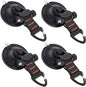 4 Pack Heavy Duty Rotating Suction Cup Anchors with Locking Handles for Tents, Awnings, Travel and Smooth Surfaces, Black