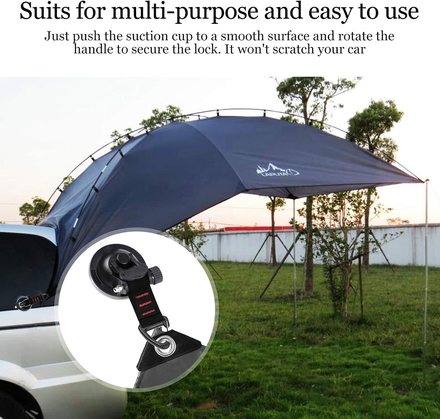 4 Pack Heavy Duty Rotating Suction Cup Anchors with Locking Handles for Tents, Awnings, Travel and Smooth Surfaces, Black