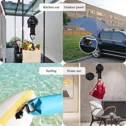 4 Pack Heavy Duty Rotating Suction Cup Anchors with Locking Handles for Tents, Awnings, Travel and Smooth Surfaces, Black