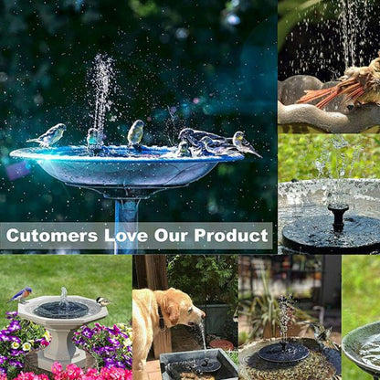 Solar Powered Floating Fountain Pump with 6 Nozzles, 7V 1.7W Panel and 200 L/h Flow for Ponds, Bird Baths and Gardens, 16 cm