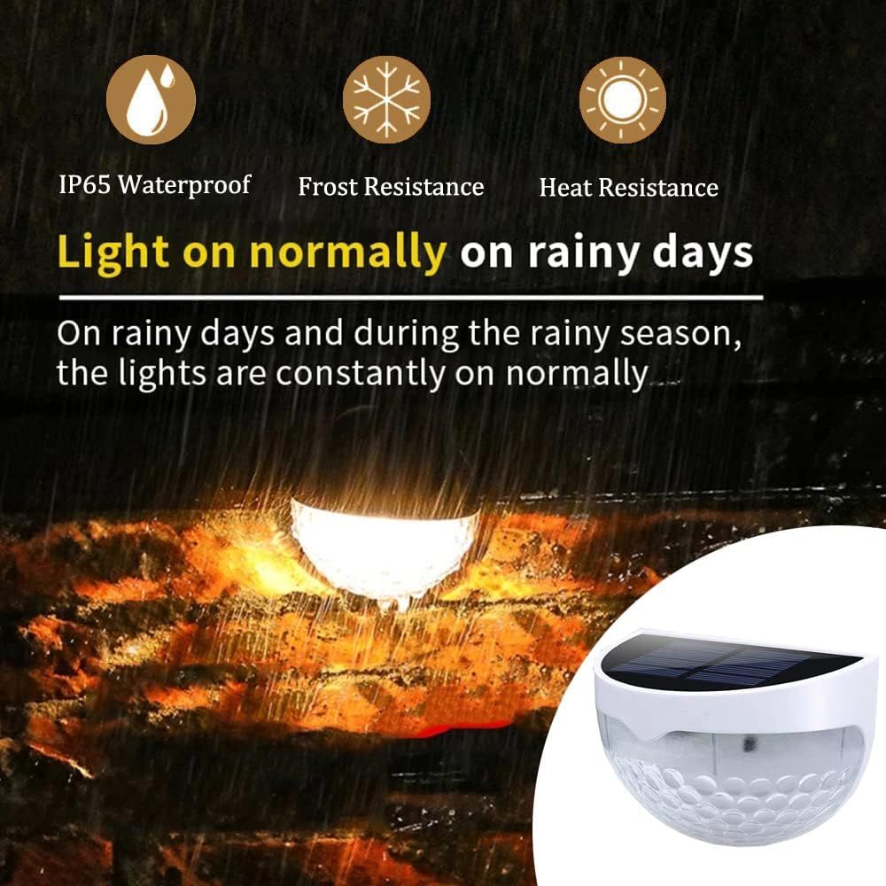 8 Pack Solar LED Fence Lights with Automatic Dusk to Dawn Sensor and Waterproof Design for Gardens, Paths and Outdoor Decor, Warm White