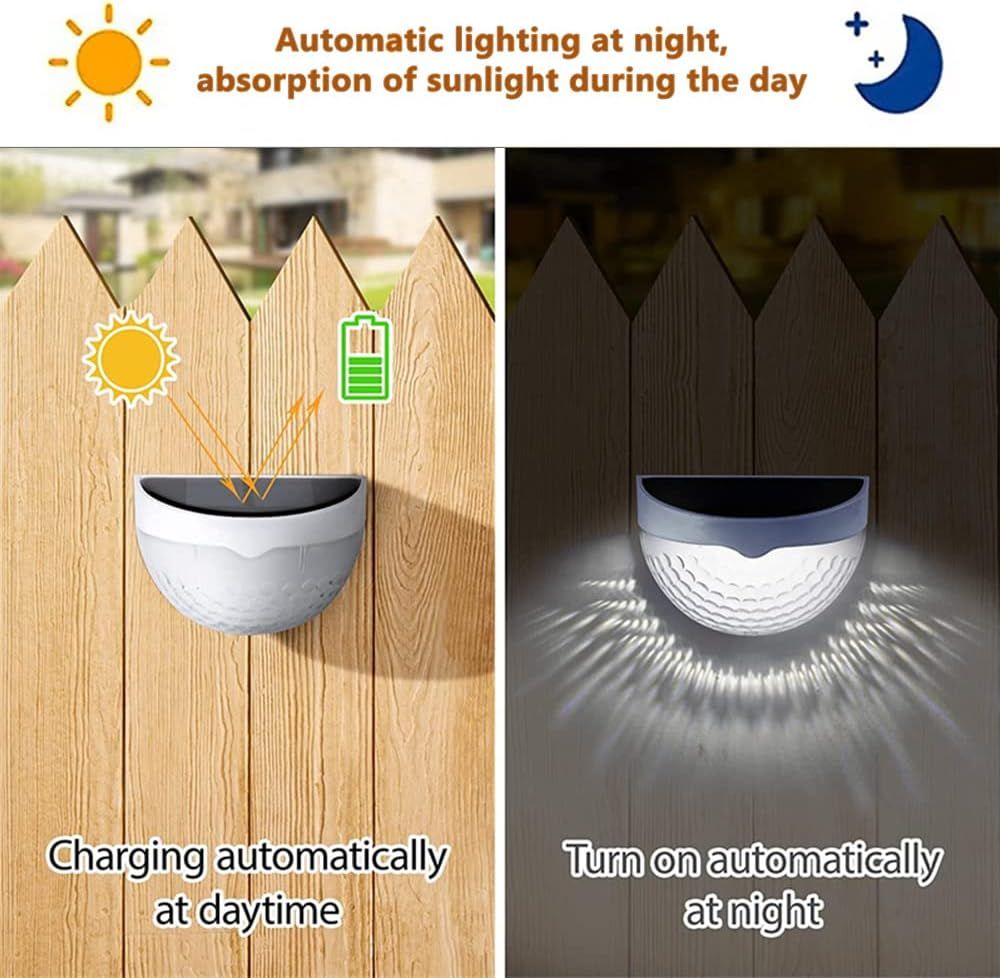 8 Pack Solar LED Fence Lights with Automatic Dusk to Dawn Sensor and Waterproof Design for Gardens, Paths and Outdoor Decor, Warm White